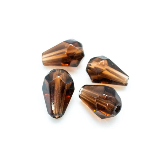 Faceted Glass Teardrop 10mm x 7mm Brown - Affordable Jewellery Supplies