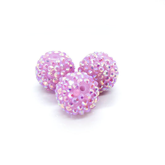 Bubblegum Resin Rhinestone Ball 22mm x 20mm Plum AB Finish - Affordable Jewellery Supplies