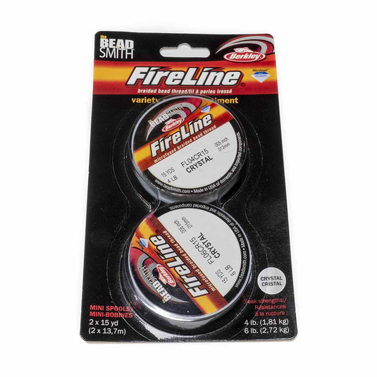 FireLine Braided Beading Thread - Variety Pack - 4lb & 6lb 15 yards each Crystal - Affordable Jewellery Supplies