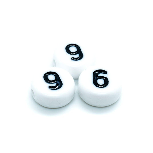 Acrylic Alphabet and Number Beads 7mm Number 6 or 9 - Affordable Jewellery Supplies