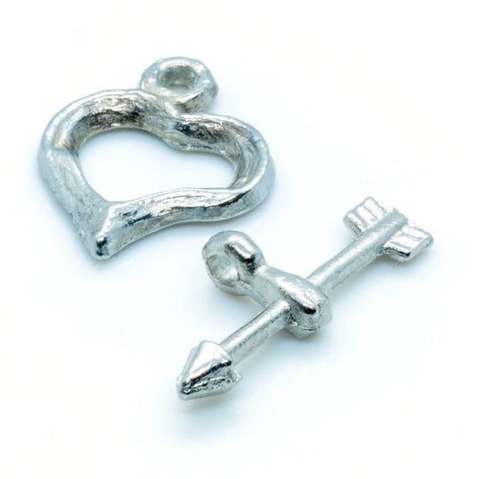 Toggle Clasp Heart & Arrow 13mm Silver - Affordable Jewellery Supplies