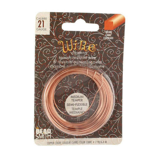 Beadsmith Square Wire 21 Gauge/0.71mm 6.4m Copper - Affordable Jewellery Supplies
