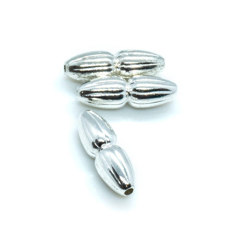 Load image into Gallery viewer, Corrugated Double Teardrops 3mm x 10mm Silver plated - Affordable Jewellery Supplies
