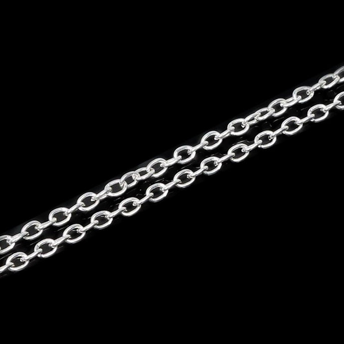 Flat Cable Chain 3mm x 2mm Silver - Affordable Jewellery Supplies