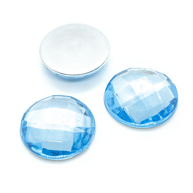 Load image into Gallery viewer, Acrylic Rhinestone Flatback Faceted Cabochon 16mm Aqua - Affordable Jewellery Supplies
