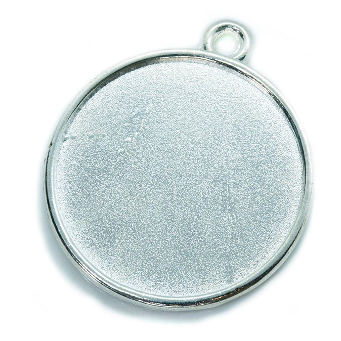 Large Tibetan Style Pendant Cabochon Setting 34mm x 30mm x 4.5mm Silver - Affordable Jewellery Supplies