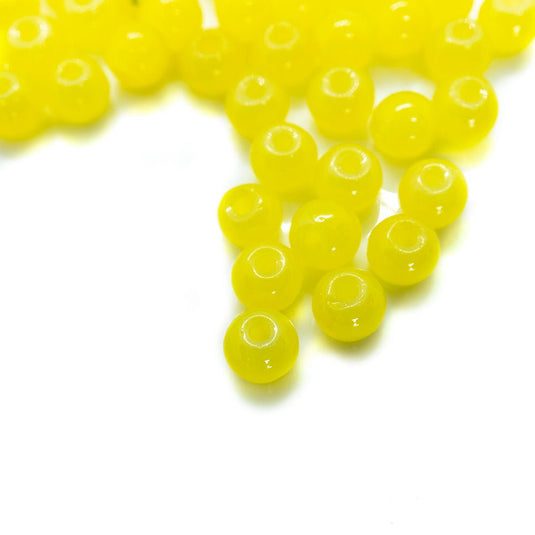 Baking Painted Imitation Jade Glass Round Beads 4.5-5 mm Yellow - Affordable Jewellery Supplies