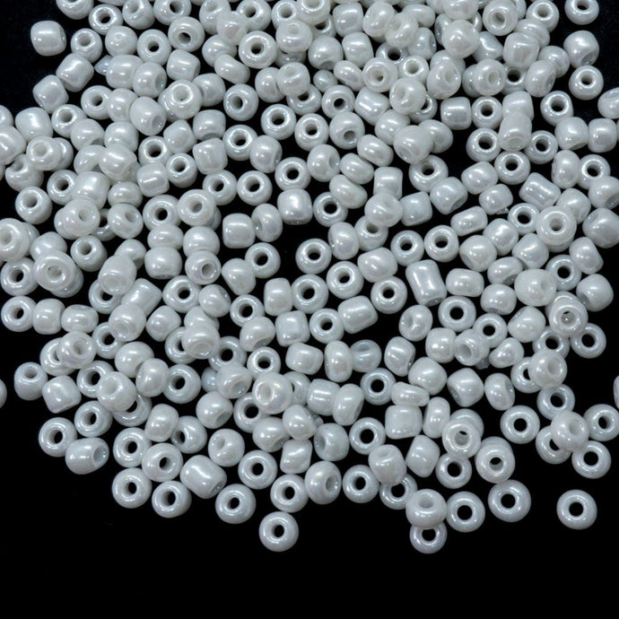 Opaque Lustred Seed Beads 8/0 3mm White - Affordable Jewellery Supplies