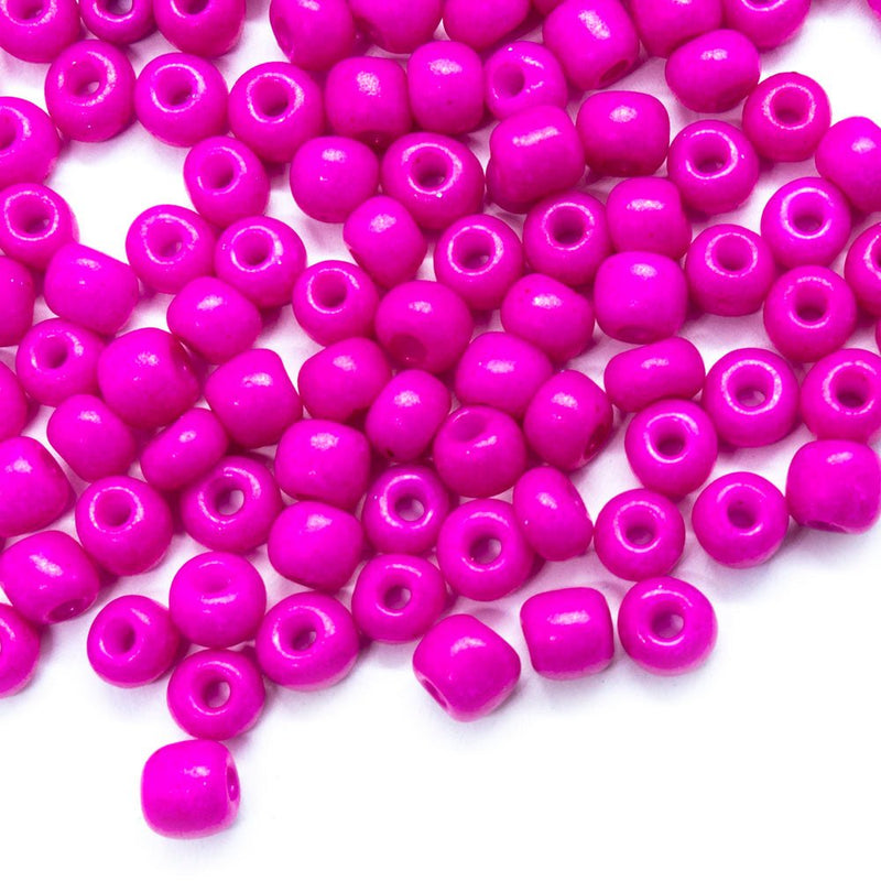 Load image into Gallery viewer, Baking Glass Seed Beads 6/0 4-5mm x3-4mm Fuchsia - Affordable Jewellery Supplies
