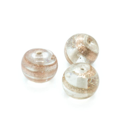 Indian Glass Lampwork Round Bead with Gold Lines 12mm Gold/Clear - Affordable Jewellery Supplies