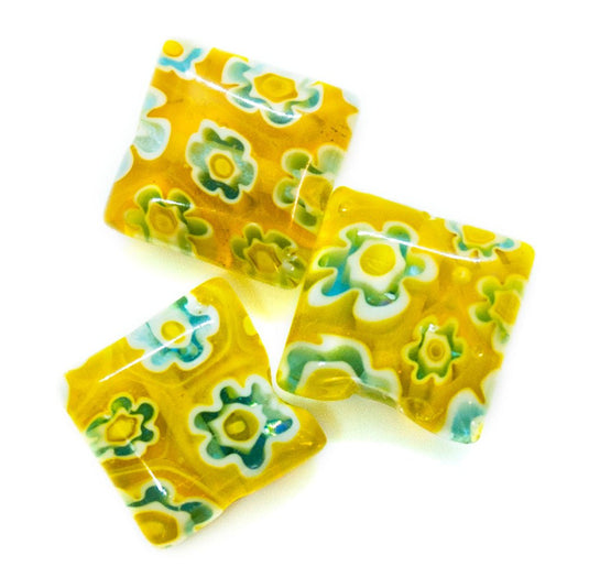 Millefiori Glass Square 8mm Yellow - Affordable Jewellery Supplies