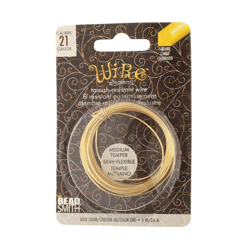 Load image into Gallery viewer, Beadsmith Square Wire 21 Gauge/0.71mm 3.6m Gold - Affordable Jewellery Supplies
