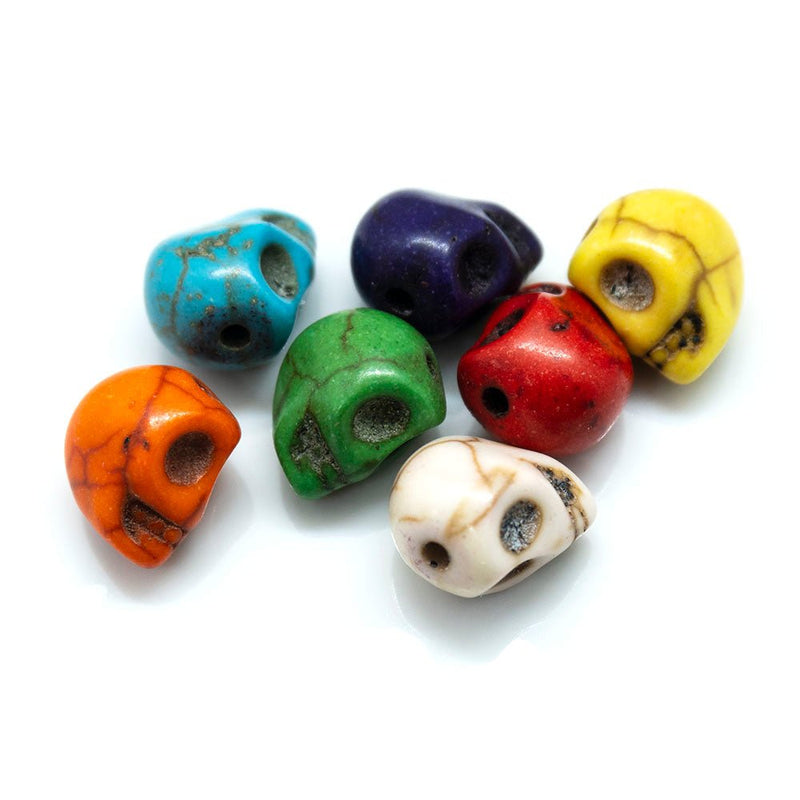 Load image into Gallery viewer, Synthetic Turquoise Skull Bead 10mm x 9mm x 8mm Orange - Affordable Jewellery Supplies
