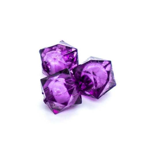 Bead in Bead Faceted Cube 8mm Purple - Affordable Jewellery Supplies