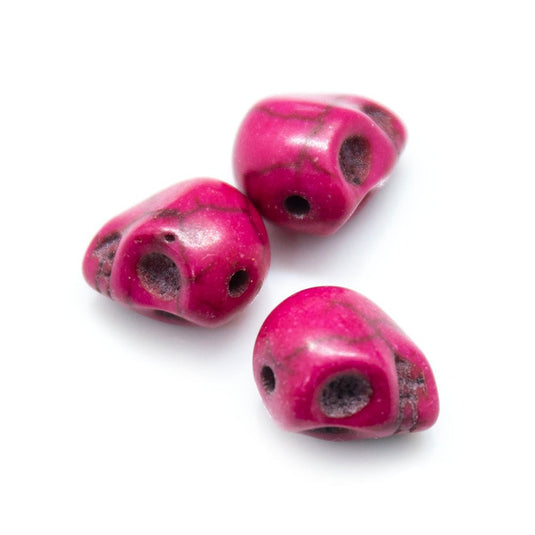 Synthetic Turquoise Skull Bead 10mm x 9mm x 8mm Pink - Affordable Jewellery Supplies