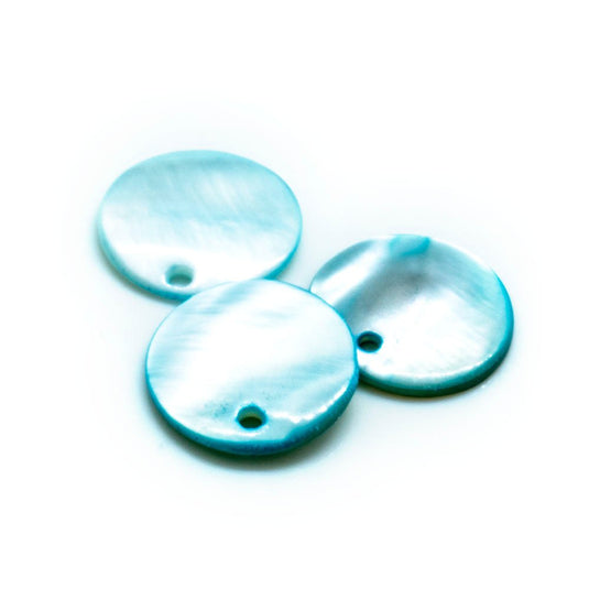 Shell Pendants (Drops) Round 15mm Turquoise - Affordable Jewellery Supplies