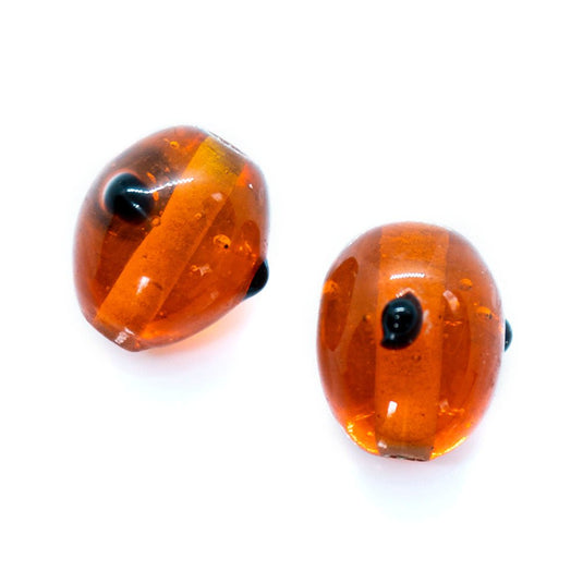 Lamwork Glass Oval with Black Spots 10mm x 8mm Orange with Black Spots - Affordable Jewellery Supplies
