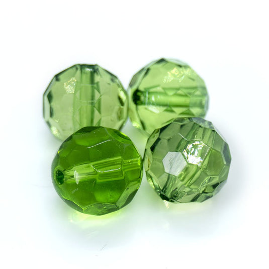 Acrylic Faceted Round 12mm Green - Affordable Jewellery Supplies