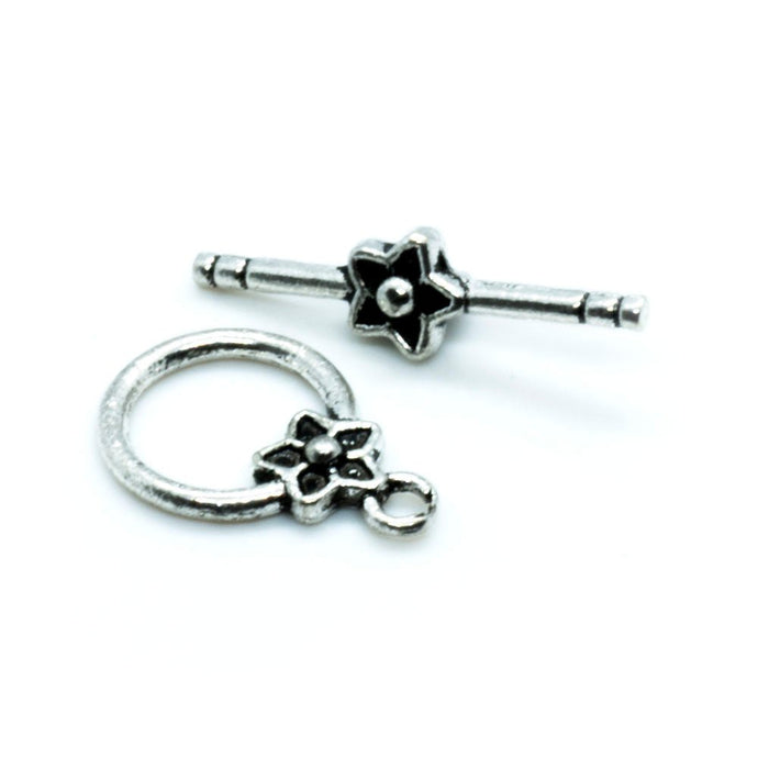 Toggle Clasp Flower 13mm x 20mm Silver - Affordable Jewellery Supplies
