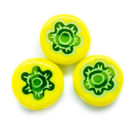 Millefiori Glass Coin Bead 6mm x 2mm Yellow - Affordable Jewellery Supplies