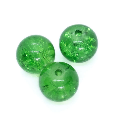 Glass Crackle Beads 10mm Green - Affordable Jewellery Supplies