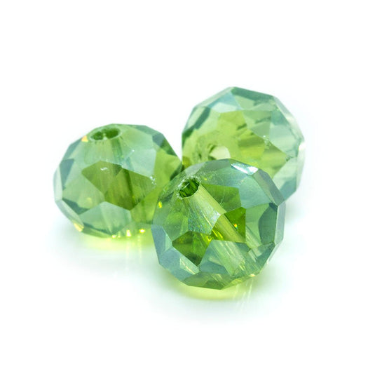 Electroplated Glass Faceted Rondelle 8mm x 6mm Green - Affordable Jewellery Supplies