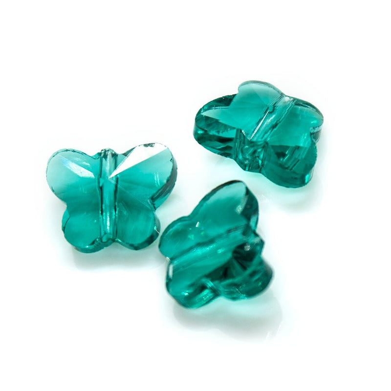 Load image into Gallery viewer, Transparent Faceted Glass Butterfly 10mm x 8mm x 6mm Sea Green - Affordable Jewellery Supplies
