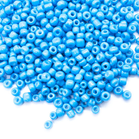 Baking Glass Seed Beads 8/0 3-3.5mm x 2mm Dodger Blue - Affordable Jewellery Supplies