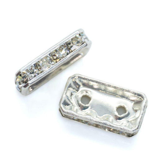 2 Hole Rhinestone Spacer Bar 15mm x 8mm x 4mm - Affordable Jewellery Supplies
