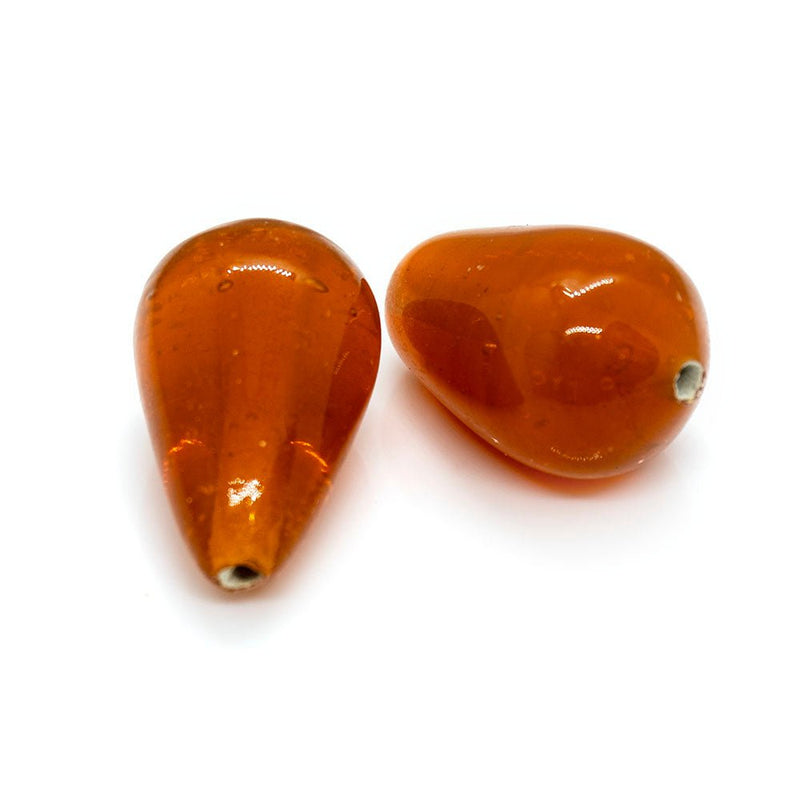 Load image into Gallery viewer, Indian Glass Lampwork Teardrop 20mm x 15mm Burnt Orange - Affordable Jewellery Supplies
