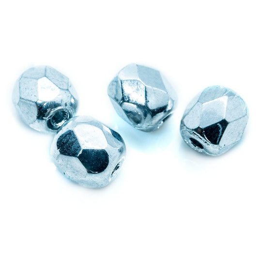 Czech Glass Firepolished Faceted Round 4mm Crystal Silver - Affordable Jewellery Supplies