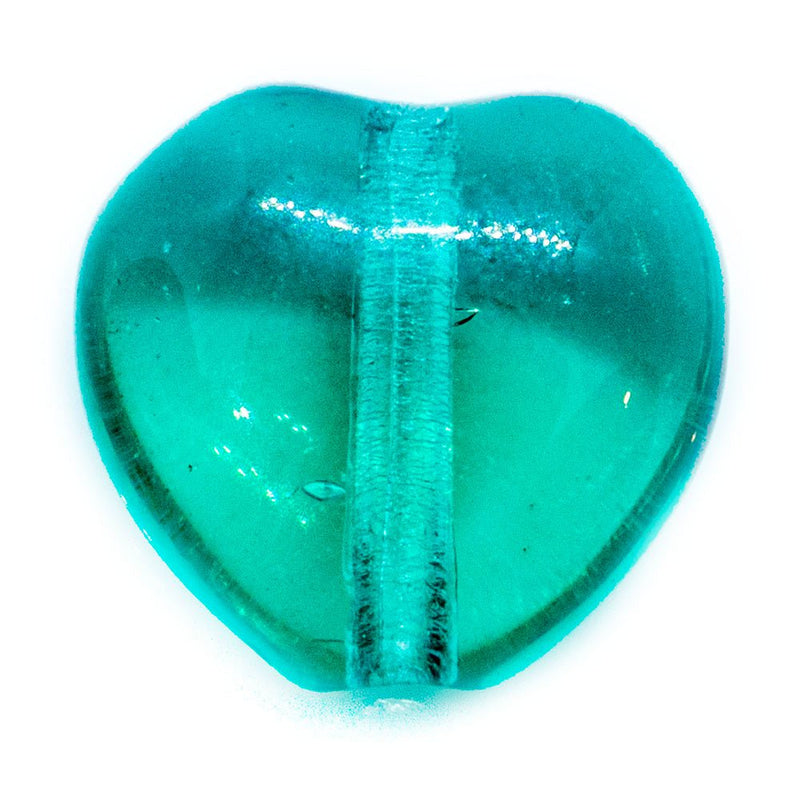 Load image into Gallery viewer, Czech Glass Pressed Heart Bead 8mm x 8mm Emerald - Affordable Jewellery Supplies
