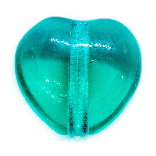 Czech Glass Pressed Heart Bead 8mm x 8mm Emerald - Affordable Jewellery Supplies