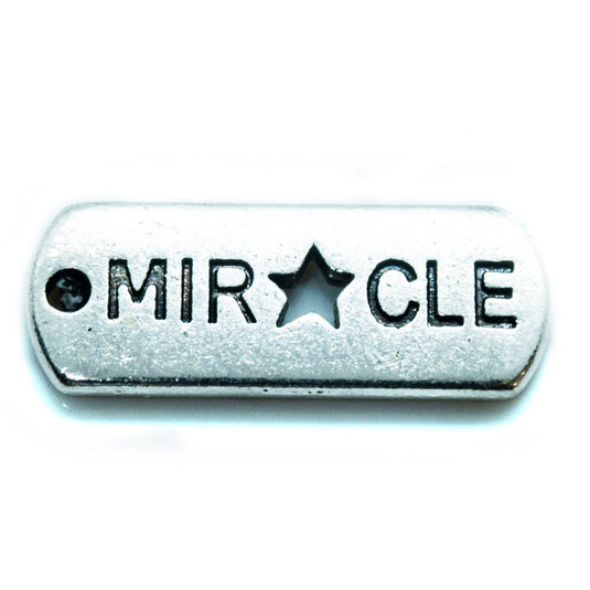 Inspirational Message Pendant 21mm x 8mm x 2mm Miracle - Affordable Jewellery Supplies