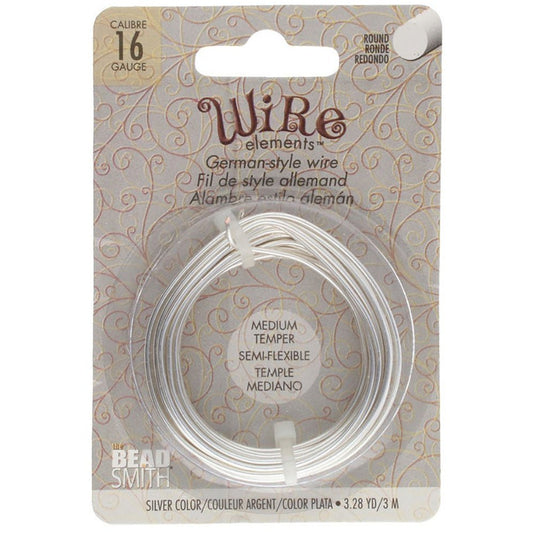 Beadsmith German Style Wire 16 Gauge 3m Silver - Affordable Jewellery Supplies
