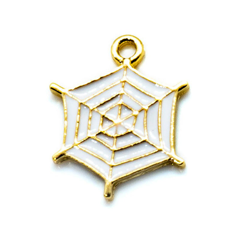 Load image into Gallery viewer, Spider Web Charm 20mm x 16mm White and Gold - Affordable Jewellery Supplies
