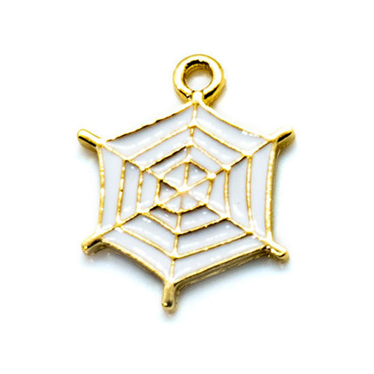 Spider Web Charm 20mm x 16mm White and Gold - Affordable Jewellery Supplies