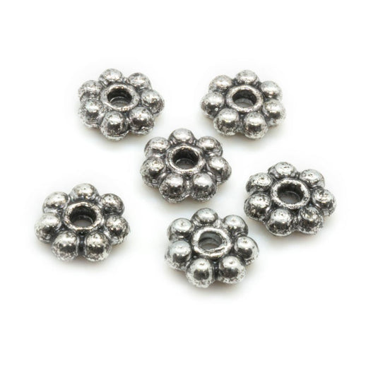 Beaded Rondelle 6mm x 1mm Tibetan Silver - Affordable Jewellery Supplies