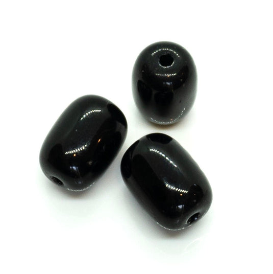 Lampwork Glass Barrel Bead 13mm x 8mm Black - Affordable Jewellery Supplies