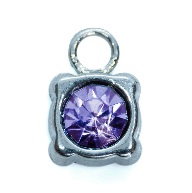 Load image into Gallery viewer, Rhinestone Square Pendant Charm 12mm x 7mm Tanzanite - Affordable Jewellery Supplies
