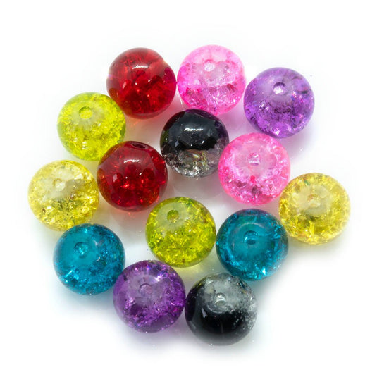 Glass Crackle Beads 8mm Crystal - Affordable Jewellery Supplies