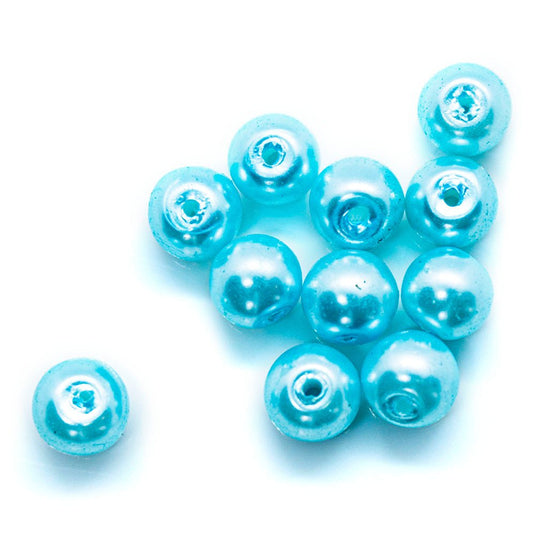Coloured Glass Pearl Beads 6mm Blue - Affordable Jewellery Supplies