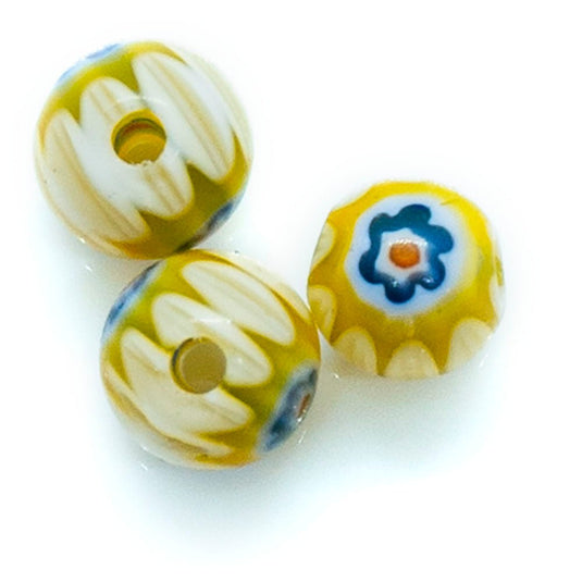 Millefiori Glass Round Bead 4mm Beige - Affordable Jewellery Supplies