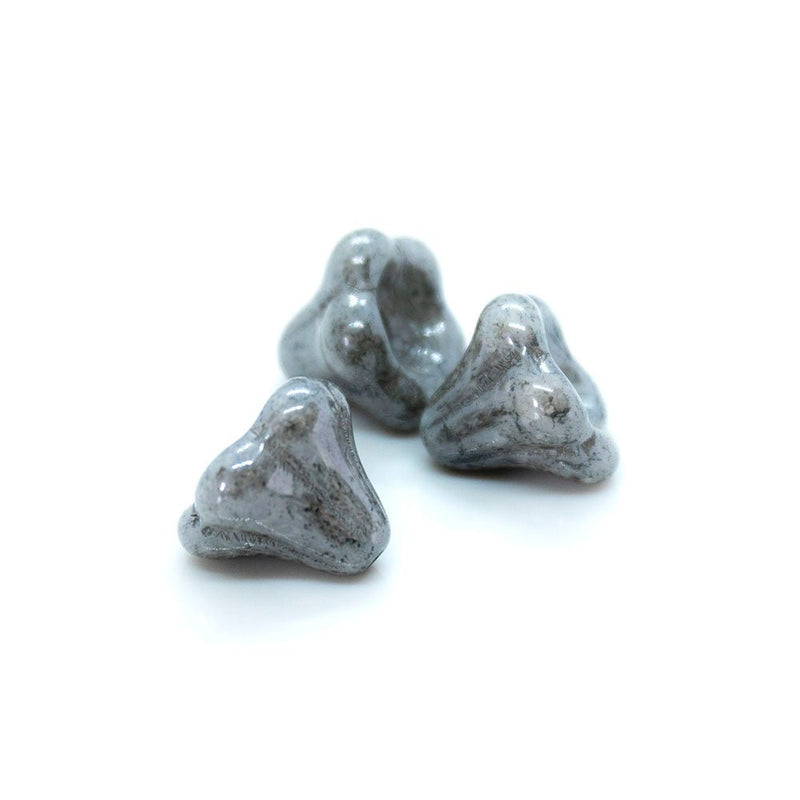 Load image into Gallery viewer, Flower Bells Chalk White Lustre 13mm x 11mm Grey - Affordable Jewellery Supplies
