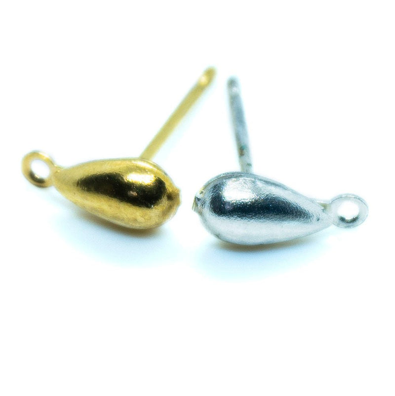 Load image into Gallery viewer, Teardrop Earring Stud Posts 7mm x 4mm Silver - Affordable Jewellery Supplies
