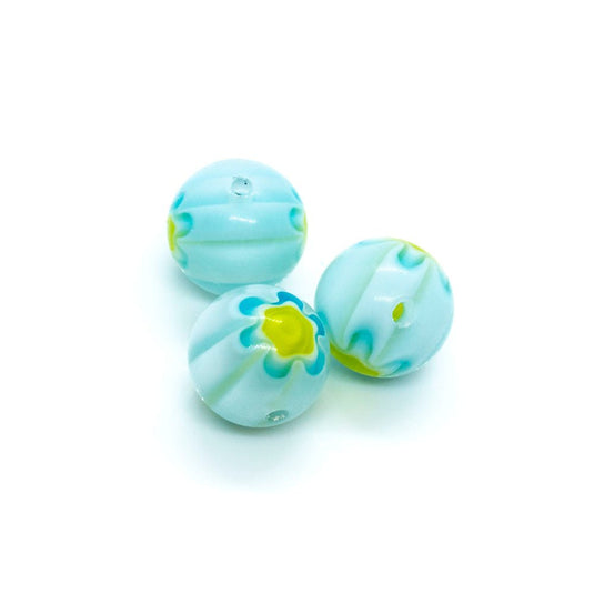 Millefiori Glass Round Bead 8mm Blue & yellow - Affordable Jewellery Supplies