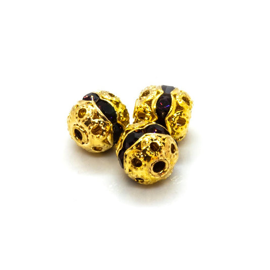 Rhinestone Ball 6mm Gold Volcano - Affordable Jewellery Supplies