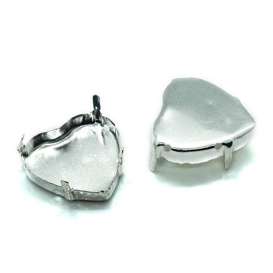 Heart Shaped Rhinestone Claw Setting for Cabochon 20mm Silver - Affordable Jewellery Supplies