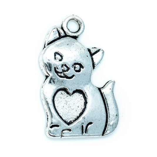 Kitten Charm 21mm x 13.5mm Antique Silver - Affordable Jewellery Supplies