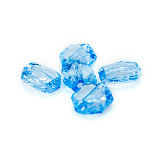 Acrylic Transparent Faceted Rectangle 10mm x 12mm Aquamarine - Affordable Jewellery Supplies